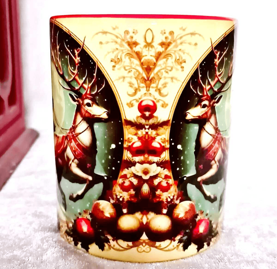 Noel baba vintage baskı büyük boy porselen kupa