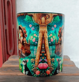 Salıncak keyfi vintage baskı büyük boy porselen kupa