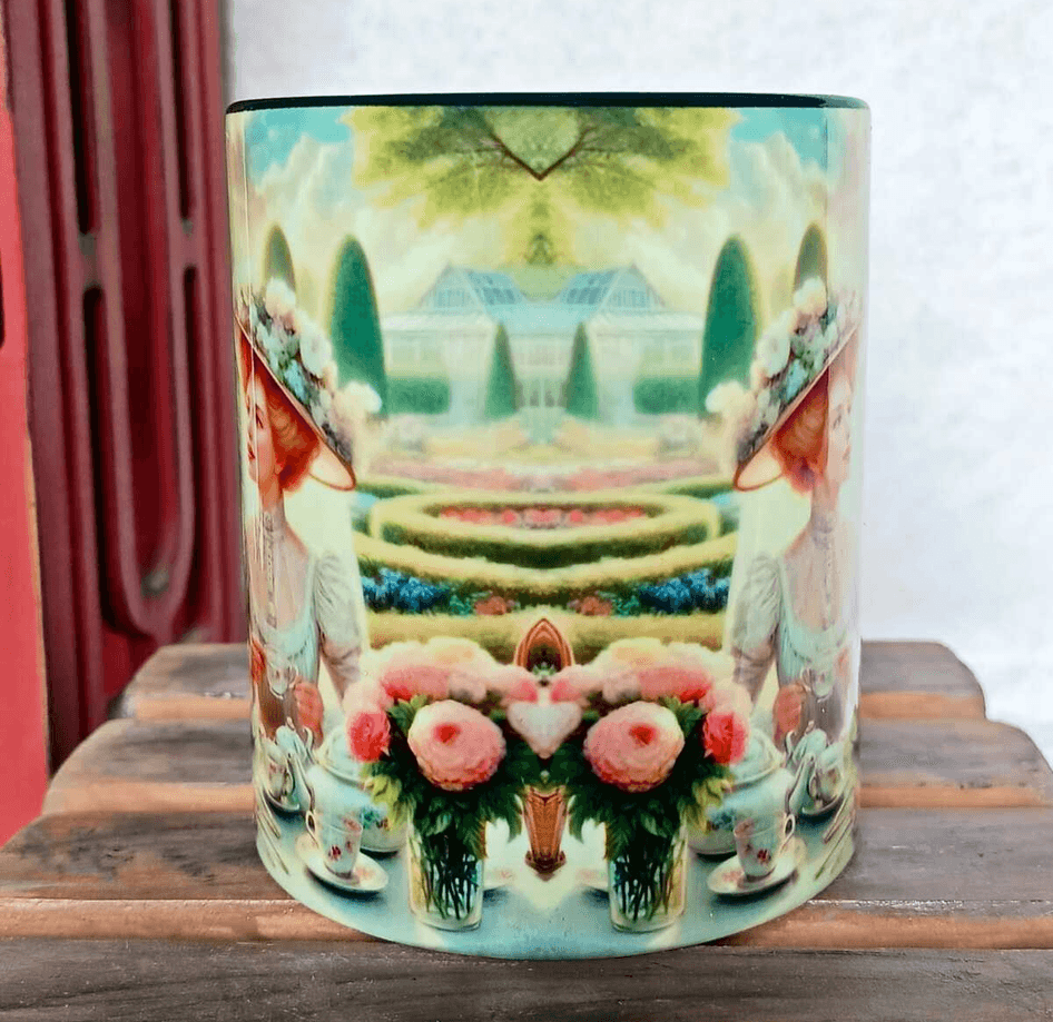 Çay keyfi vintage baskı büyük boy porselen kupa