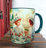 Çay keyfi vintage baskı büyük boy porselen kupa