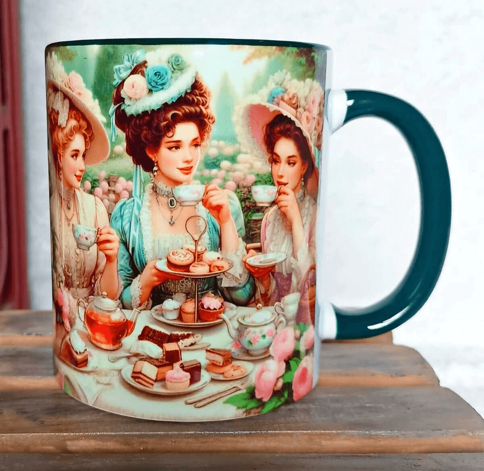 Çay keyfi vintage baskı büyük boy porselen kupa