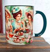 Çay keyfi vintage baskı büyük boy porselen kupa