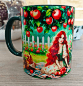 Elma ağacı vintage baskı büyük boy porselen kupa