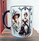 Huzurlu yalnızlık vintage baskı büyük boy porselen kupa