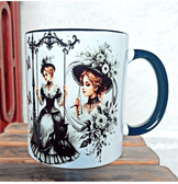 Huzurlu yalnızlık vintage baskı büyük boy porselen kupa