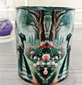 Çiçekli yol vintage baskı büyük boy porselen kupa