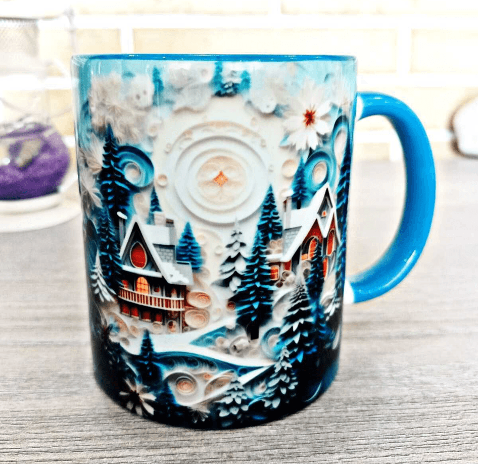 Karlı Orman Baskı Büyük Boy Porselen Kupa