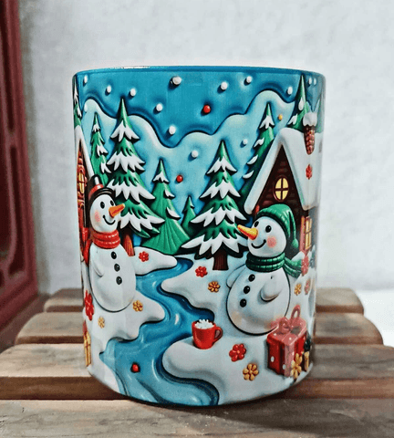 Yılbaşı Kardanadam Baskı Porselen Kupa