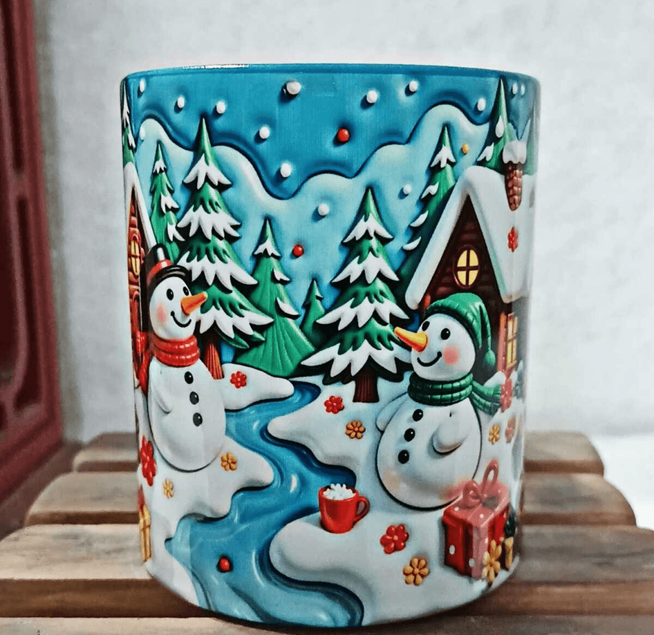 Yılbaşı Kardanadam Baskı Porselen Kupa