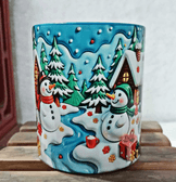 Yılbaşı Kardanadam Baskı Porselen Kupa