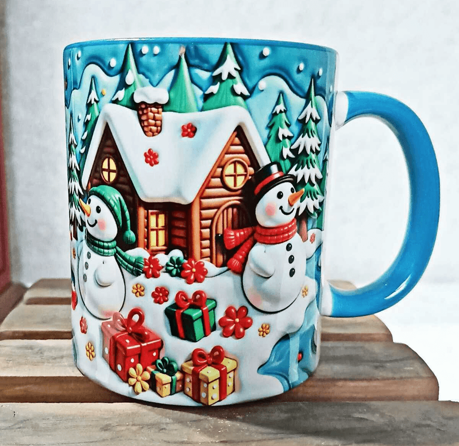 Yılbaşı Kardanadam Baskı Porselen Kupa