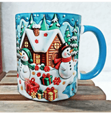 Yılbaşı Kardanadam Baskı Porselen Kupa