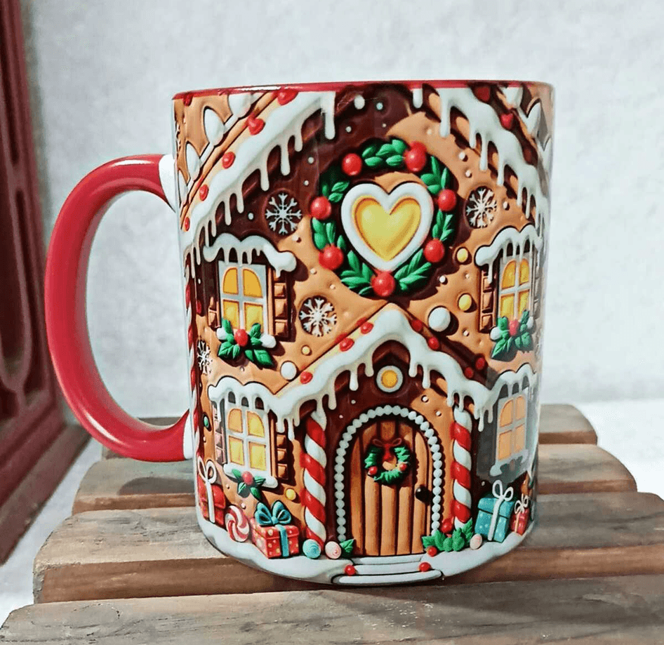 Yılbaşı özel 3D görsel baskı porselen Kupa