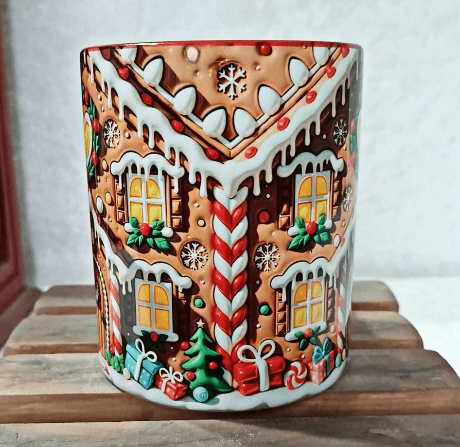 Yılbaşı özel 3D görsel baskı porselen Kupa