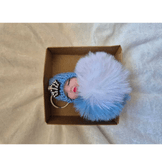 Sevimli ponpon bebek mavi anahtarlık çanta aksesuarı