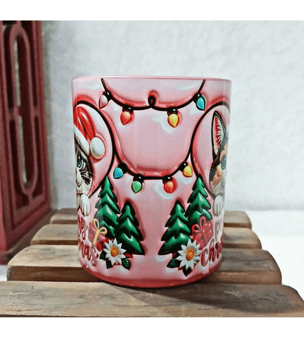 Noel Cat Yılbaşı Kişiselleştirilebilir Porselen Kupa
