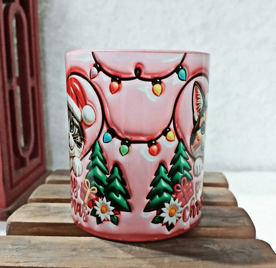 Noel Cat Yılbaşı Kişiselleştirilebilir Porselen Kupa