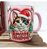 Noel Cat Yılbaşı Kişiselleştirilebilir Porselen Kupa