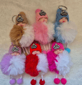 Sevimli ponpon bebek mavi anahtarlık çanta aksesuarı