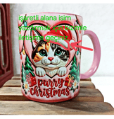 Noel Cat Yılbaşı Kişiselleştirilebilir Porselen Kupa