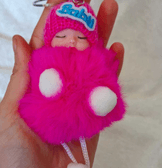 Sevimli ponpon bebek pembe anahtarlık çanta aksesuarı