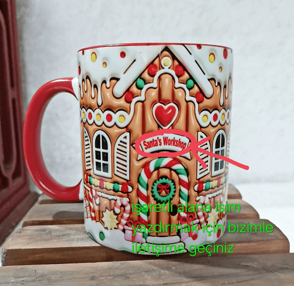 Kurabiye Ev Yılbaşı Kişiselleştirilebilir Porselen Kupa