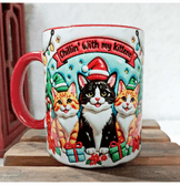 Sevimli Kediler Yılbaşı Kişiselleştirilebilir Porselen Kupa
