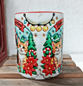 Sevimli Kediler Yılbaşı Kişiselleştirilebilir Porselen Kupa