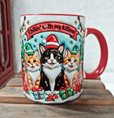 Sevimli Kediler Yılbaşı Kişiselleştirilebilir Porselen Kupa