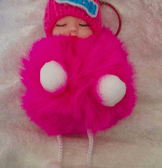 Sevimli ponpon bebek pembe anahtarlık çanta aksesuarı