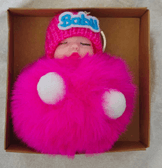 Sevimli ponpon bebek pembe anahtarlık çanta aksesuarı