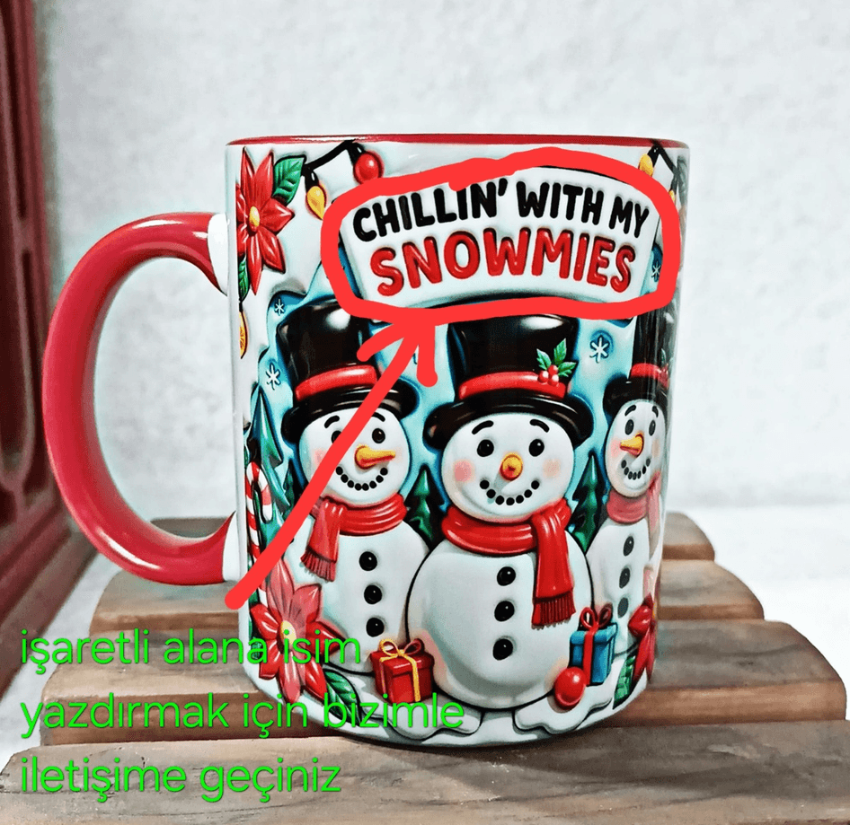 Kardan Adam Yılbaşı Kişiselleştirilebilir Porselen Kupa