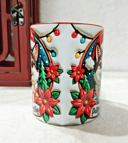 Noel Cat Yılbaşı Kişiselleştirilebilir Porselen Kupa