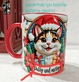 Noel Cat Yılbaşı Kişiselleştirilebilir Porselen Kupa