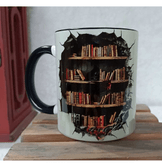 Kitap Kitaplık Vintage Tasarım Büyük Boy Porselen Kupa