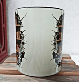 Kitap Kitaplık Vintage Tasarım Büyük Boy Porselen Kupa