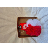 Sevimli ponpon bebek kırmızı anahtarlık çanta aksesuarı