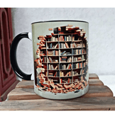 Kitap Kitaplık Vintage Tasarım Büyük Boy Porselen Kupa