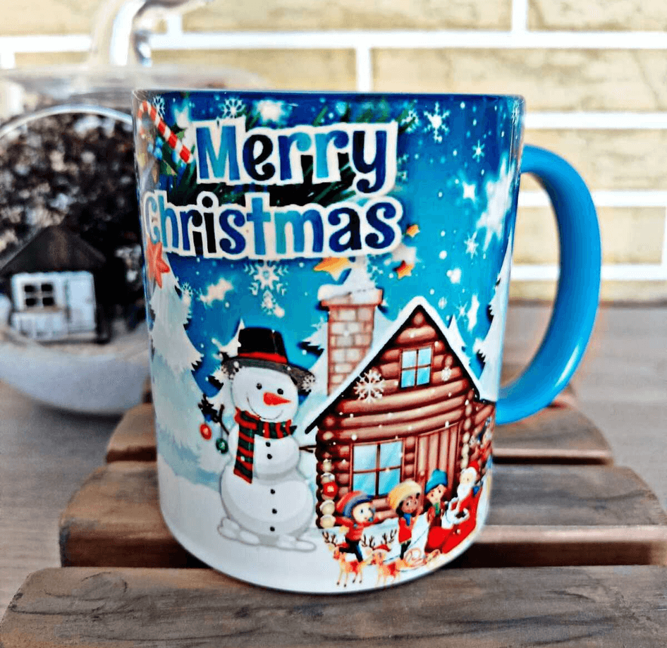 Merry christmas baskı büyük boy porselen kupa