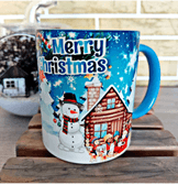 Merry christmas baskı büyük boy porselen kupa