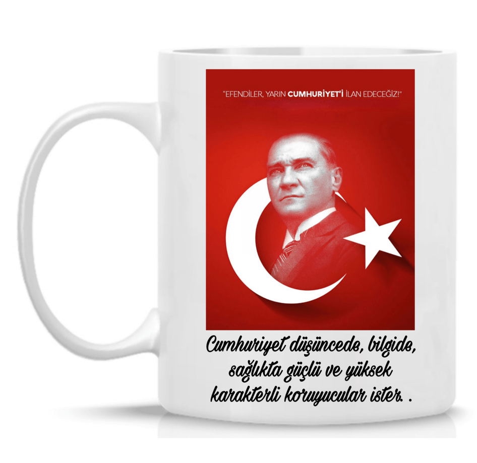 Atatürk Cumhuriyet özel tasarım büyük boy porselen kupa