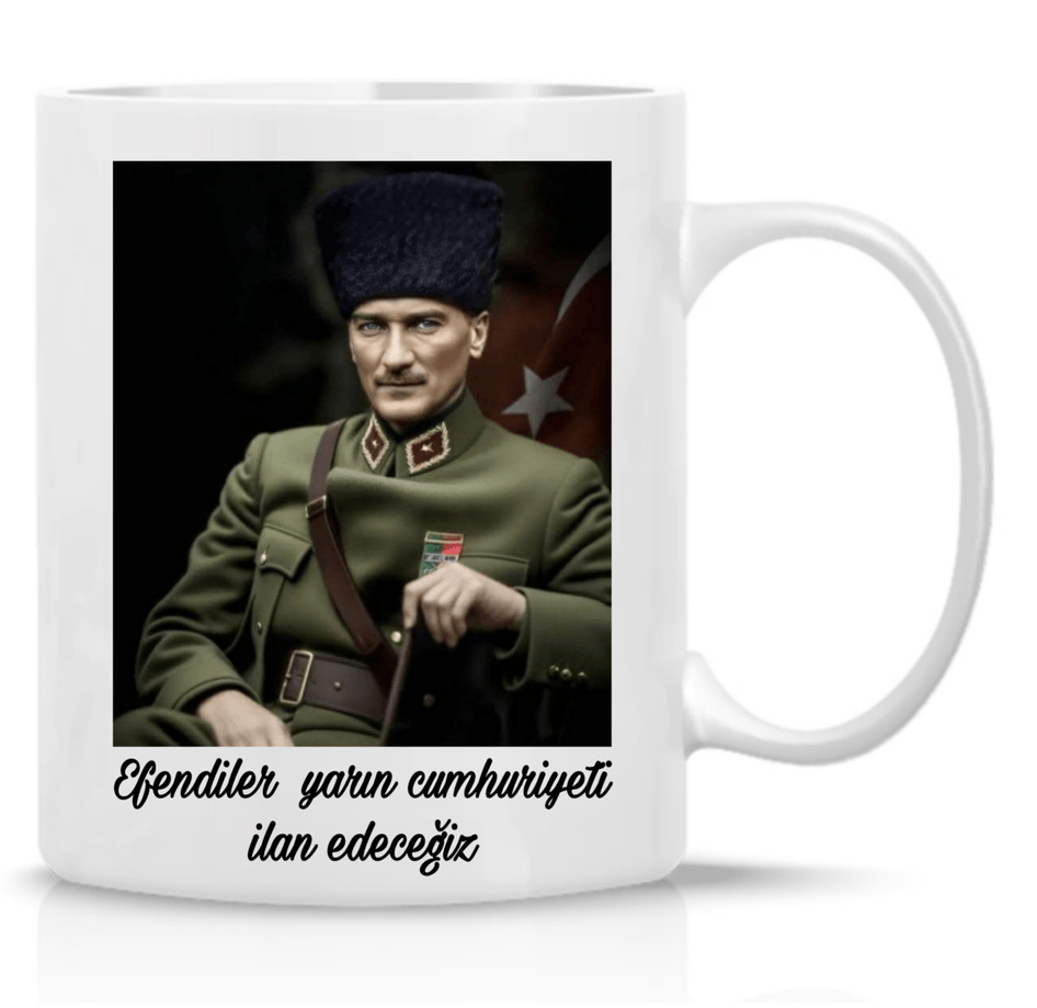 Atatürk Cumhuriyet özel tasarım büyük boy porselen kupa