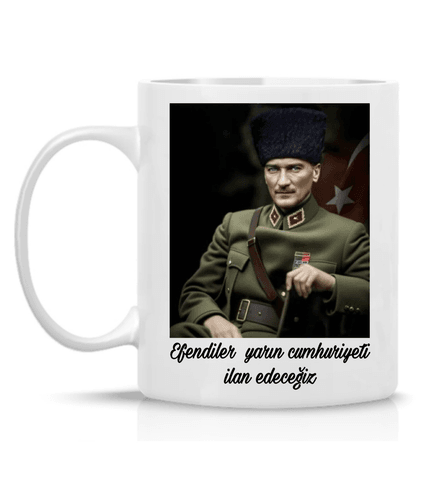 Atatürk Cumhuriyet özel tasarım büyük boy porselen kupa