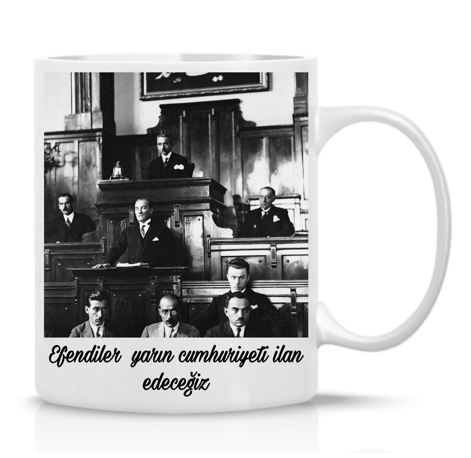 Atatürk Cumhuriyet özel tasarım büyük boy porselen kupa