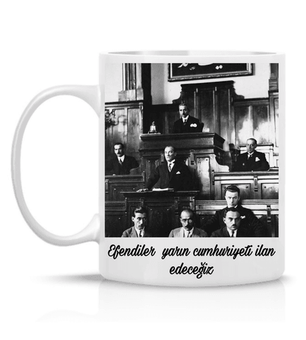 Atatürk Cumhuriyet özel tasarım büyük boy porselen kupa