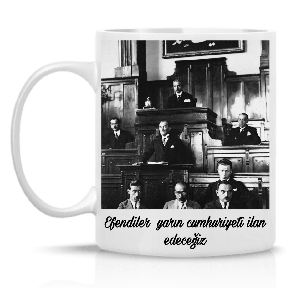 Atatürk Cumhuriyet özel tasarım büyük boy porselen kupa