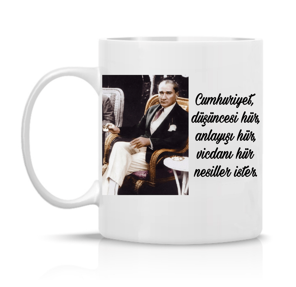 Atatürk Cumhuriyet özel tasarım büyük boy porselen kupa