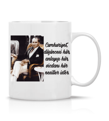 Atatürk Cumhuriyet özel tasarım büyük boy porselen kupa