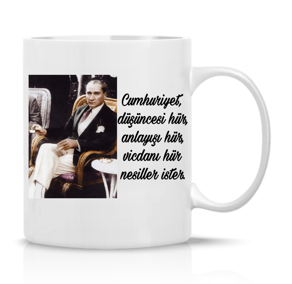 Atatürk Cumhuriyet özel tasarım büyük boy porselen kupa