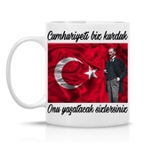 Atatürk Cumhuriyet özel tasarım büyük boy porselen kupa